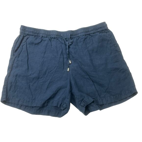 Tommy Bahama Linen Shorts Pockets Drawstring Navy Blue Women's Washable Linen - Picture 1 of 9